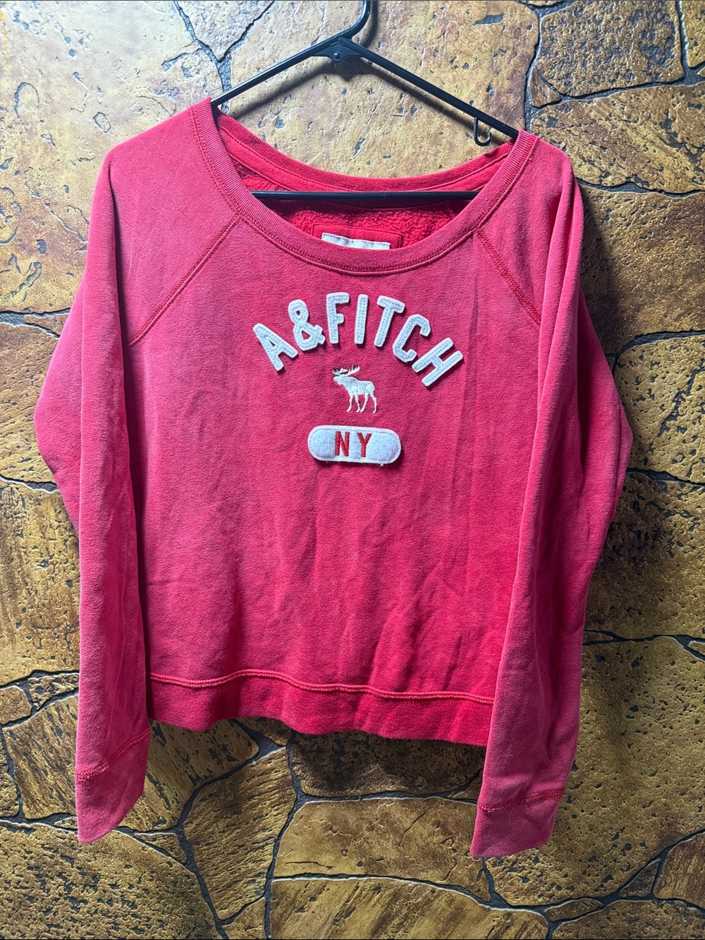 Abercrombie & Fitch Pink-Red Crewneck Sweatshirt P2P 19” length 22”
